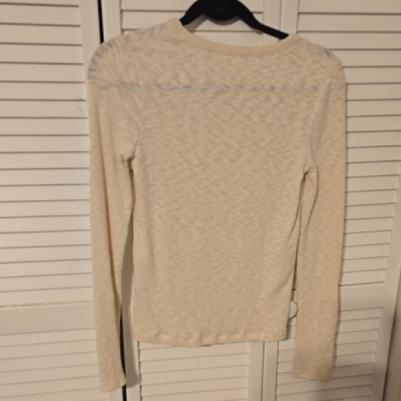 Madewell Cream Ribbed Knit Button Cuff Top | Size S | NWOT - Picture 2 of 3